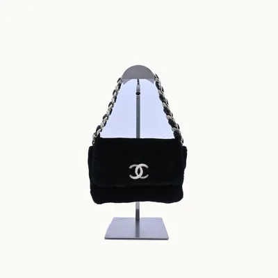 De hombro Chanel Chunky Chain Flap Shearling Crystal FW20 Negro