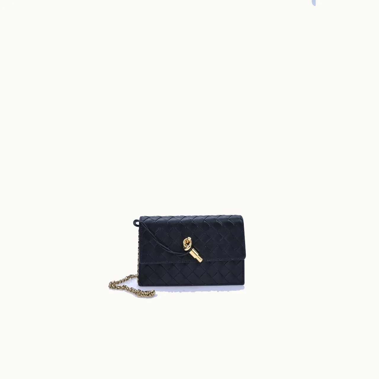 Crossbody Bottega Veneta Andiamo Pouch Intrecciato Chain Negro