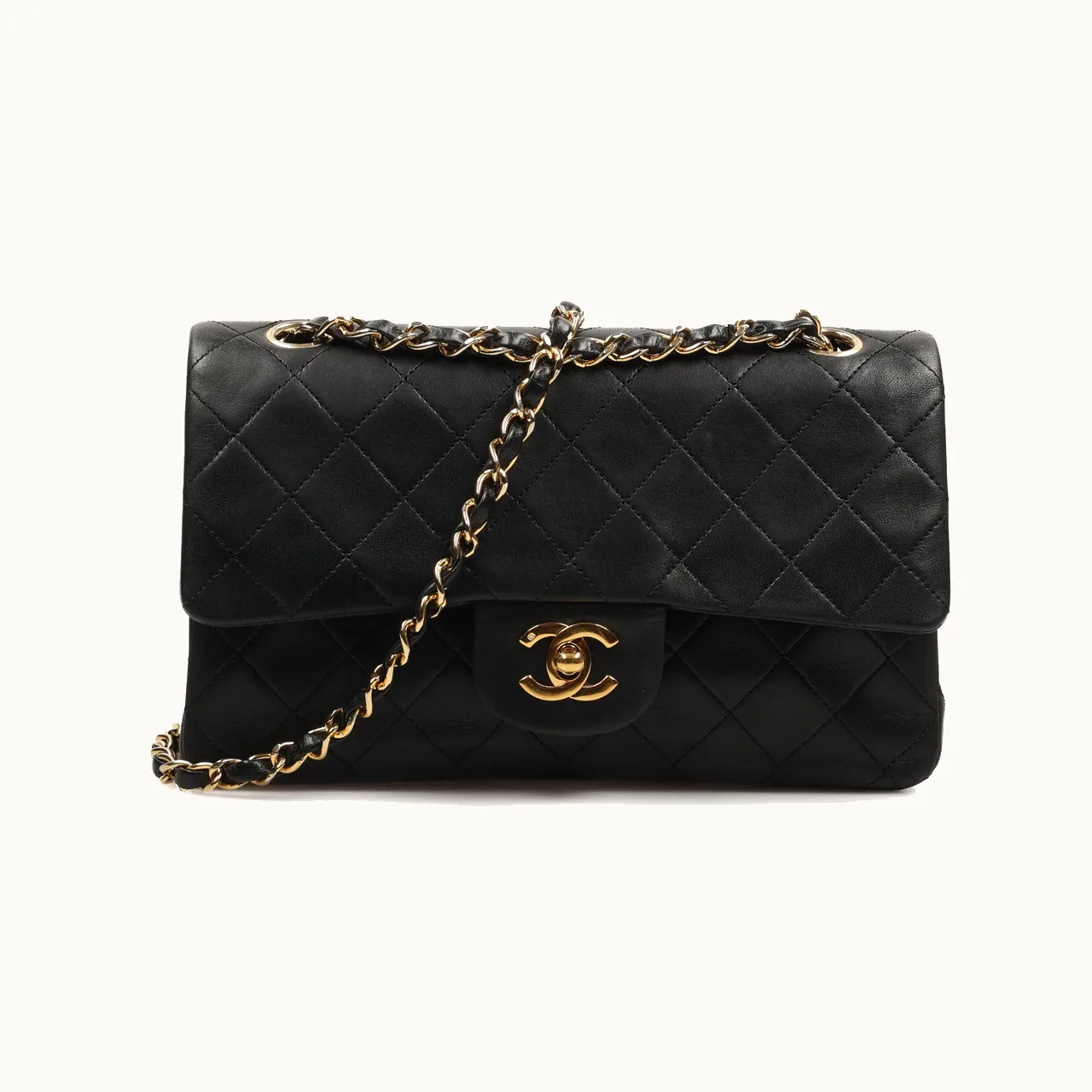 Chanel Classic Double Flap Vintage Cc En Baño De Oro