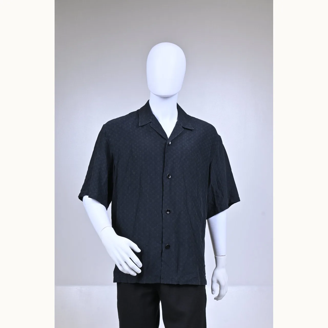 Camisa Louis Vuitton Silk Jacquard Negro Talla XL