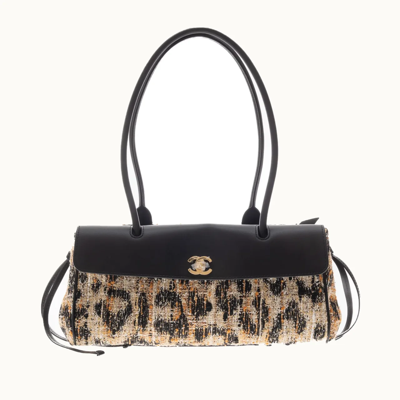 Chanel Shopping Bag Tewwd Mixed Fibers Leopard Print