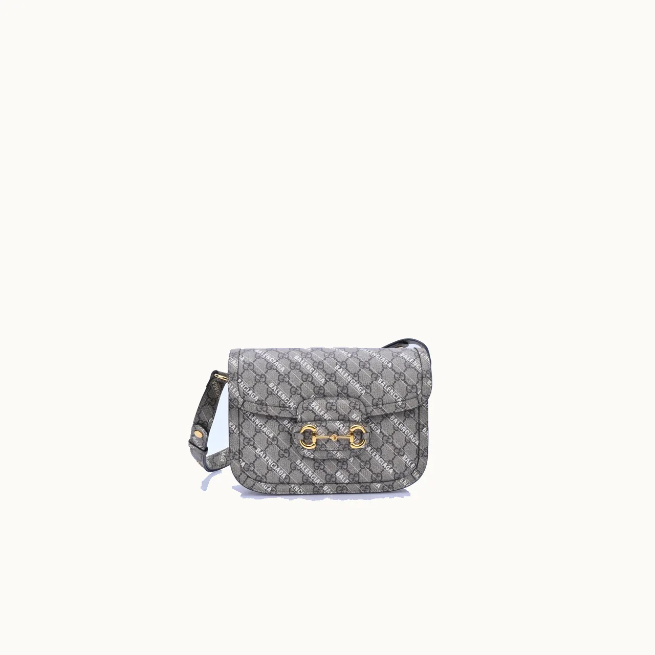 De hombro Gucci Horsebit 1955 Small x Balenciaga Hacker Project GG Supreme pequeña